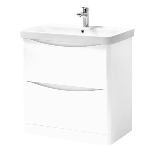 800mm Freestanding Vanity Unit & Basin - Gloss White