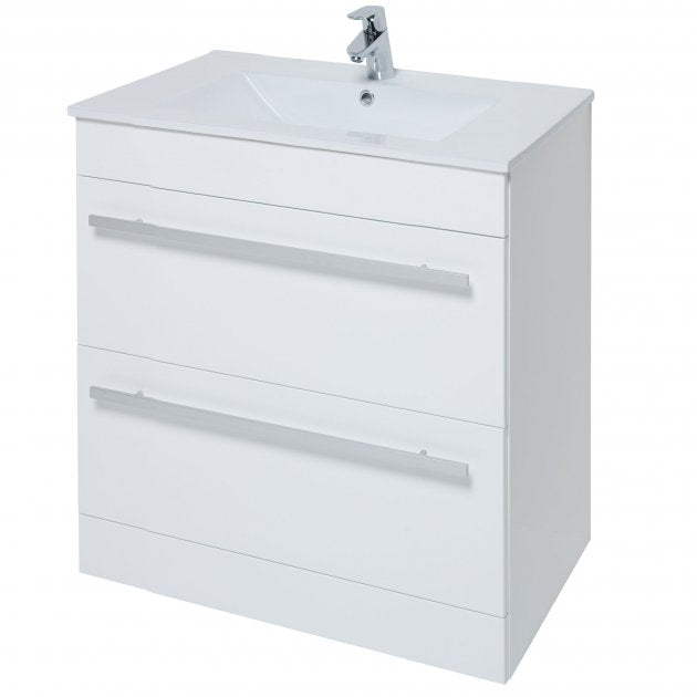 Purity 800mm 2 Drawer Floor Standing Unit White