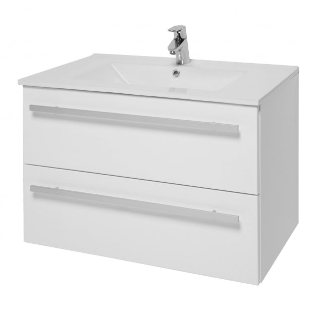 Purity 800mm 2 Drawer Wall Mounted Unit White