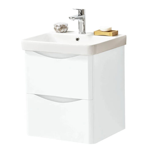 Arc 500mm Wall Mounted Vanity Unit & Basin - Gloss White