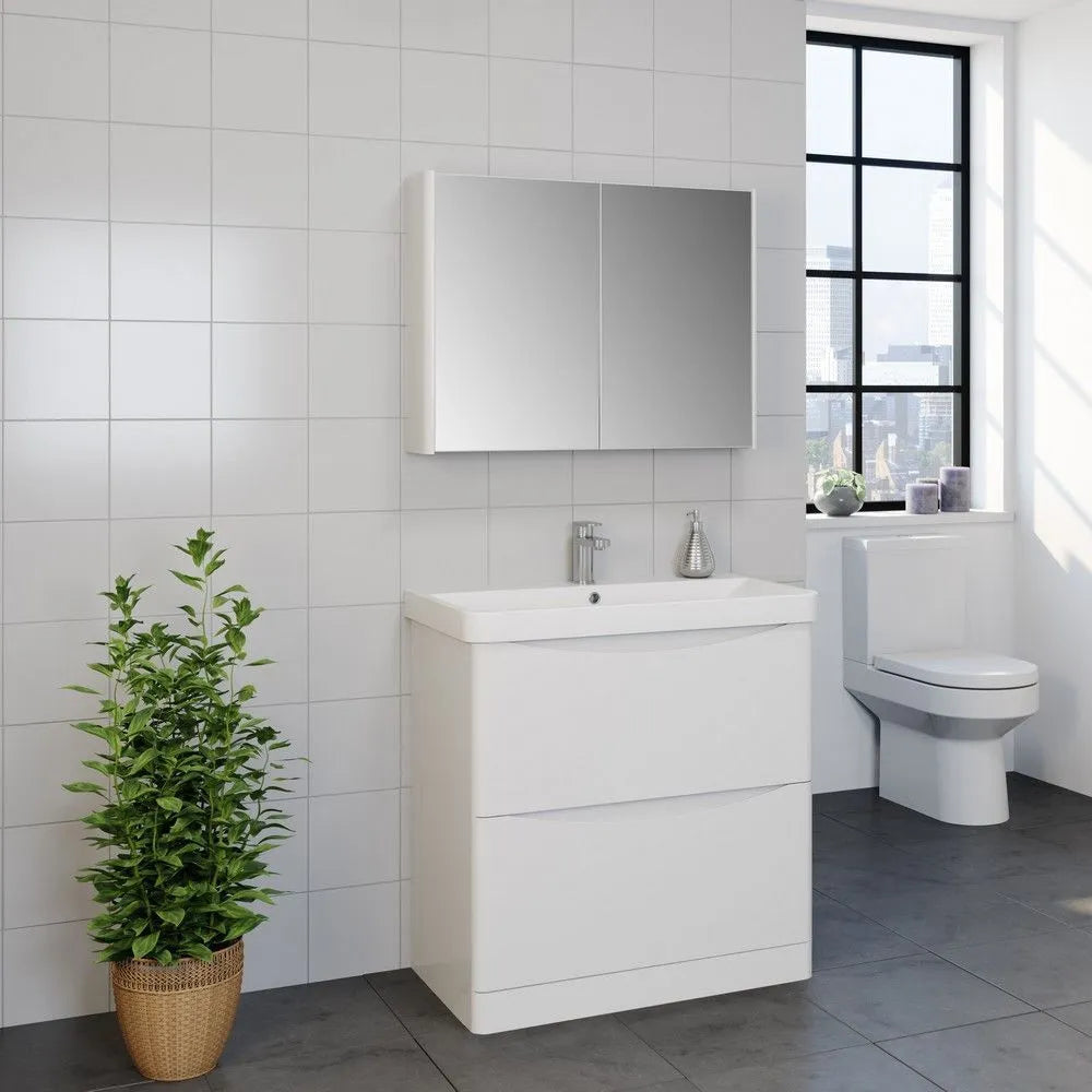 Arc 500mm Wall Mounted Vanity Unit & Basin - Gloss White