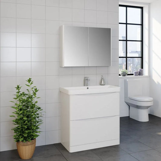 Arc 500mm Freestanding Vanity Unit & Basin - Gloss White