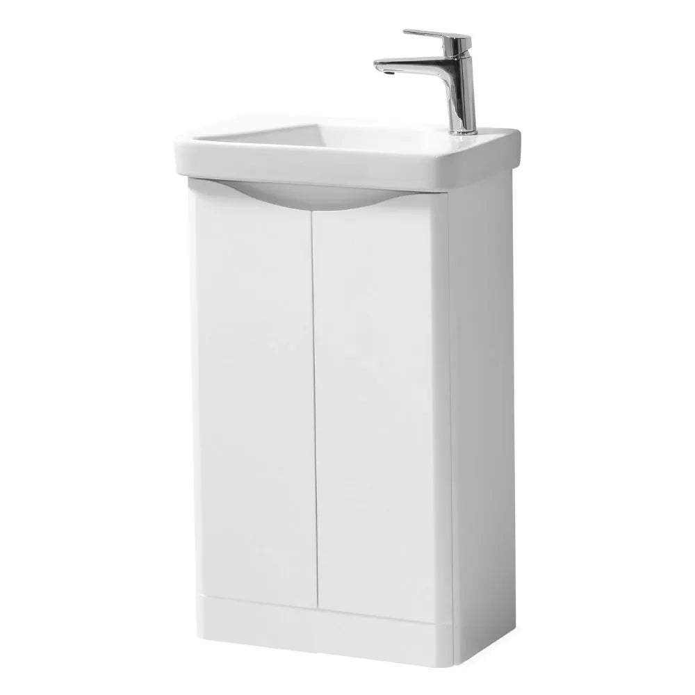 Arc 500mm Freestanding Cloakroom Vanity Unit & Basin - Gloss White