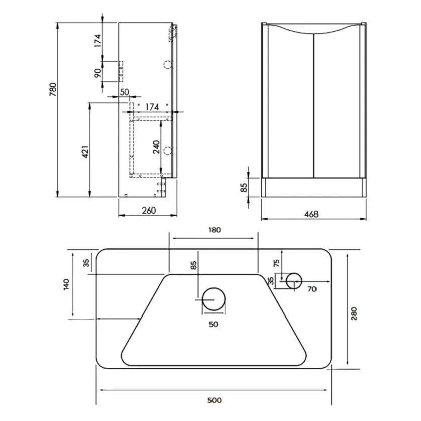 Arc 500mm Wall Mounted Cloakroom Vanity Unit & Basin - Matt Cashmere