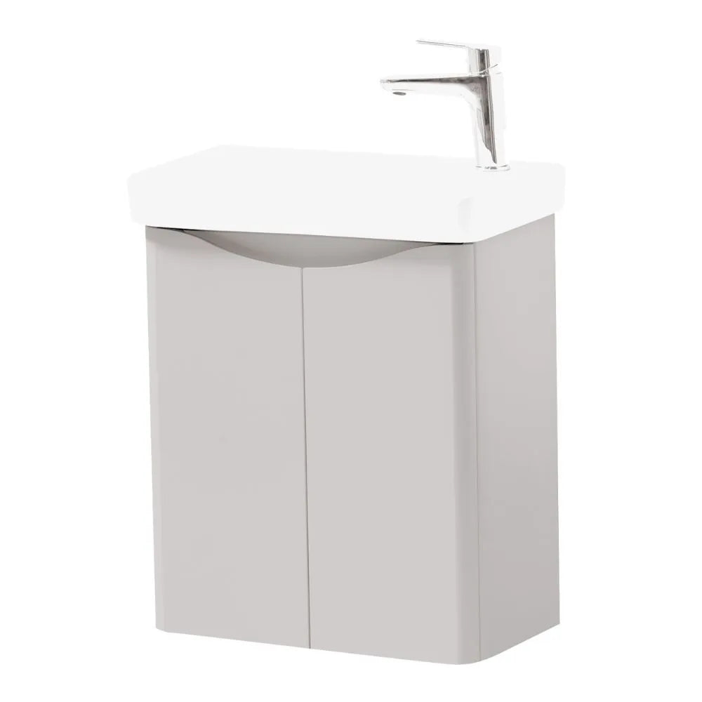 Arc 500mm Wall Mounted Cloakroom Vanity Unit & Basin - Matt Cashmere