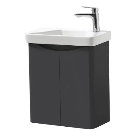 Arc 500mm Wall Mounted Cloakroom Vanity Unit & Basin - Matt Graphite