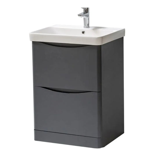 Arc 600mm Freestanding Vanity Unit & Basin - Matt Graphite