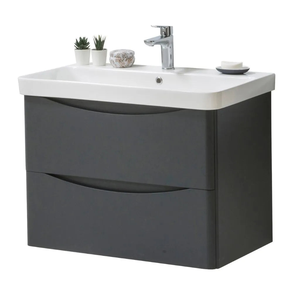 Arc 800mm Wall Mounted Vanity Unit & Basin - Matt Graphite