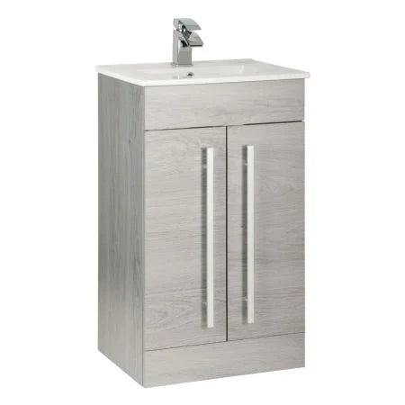 Purity 500mm Freestanding 2 Door Vanity Unit & Basin - Silver Oak