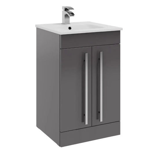 Purity 500 Storm Grey Gloss Floor Standing Vanity Unit and Basin