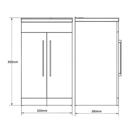 Purity 500mm Freestanding 2 Door Vanity Unit & Basin - Silver Oak