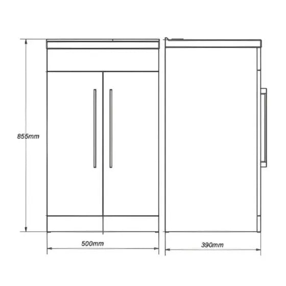 Purity 500mm Freestanding 2 Door Vanity Unit & Mid Depth Basin - Storm Grey Gloss