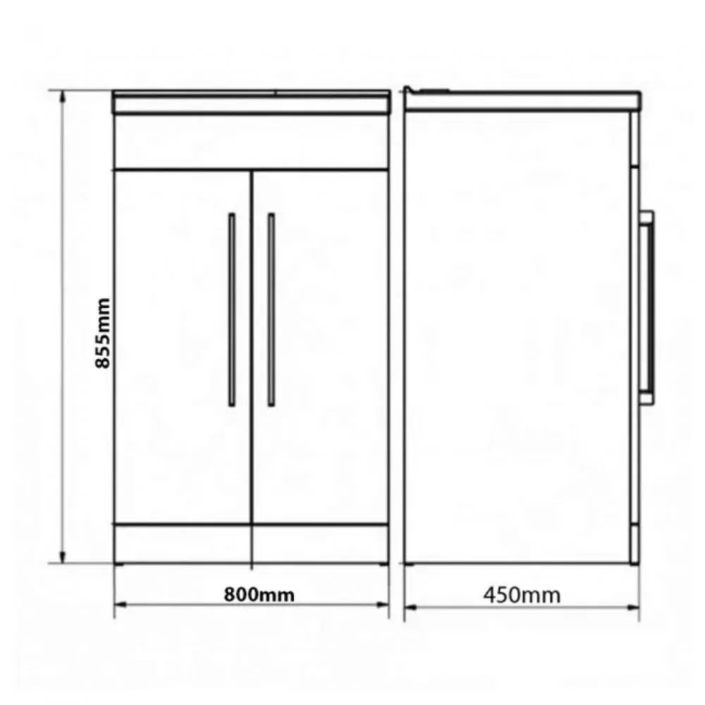 Purity 800mm Freestanding 2 Door Vanity Unit & Basin - Storm Grey Gloss