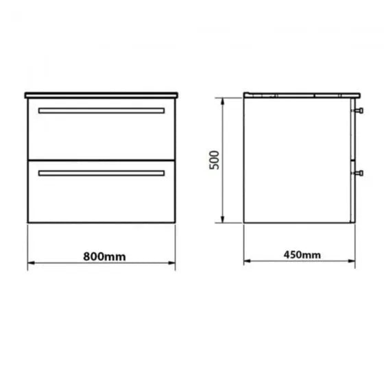 Purity 800mm Wall Mounted 2 Drawer Vanity Unit & Basin - Silver Oak