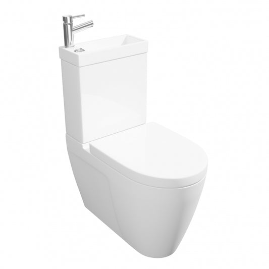 Combi Close Coupled Toilet with Cistern, Basin and Tap - Soft Close Seat