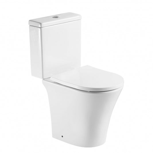 Kameo Close Coupled Short Projection Rimless Toilet with Push Button Cistern - Premium Soft Close Seat