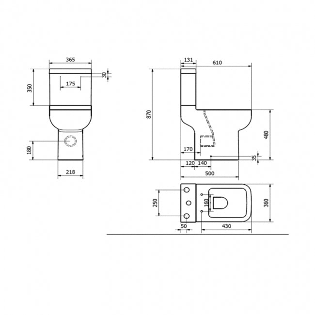 Options 600 Open Back Comfort Height Toilet with Cistern - Soft Close Seat