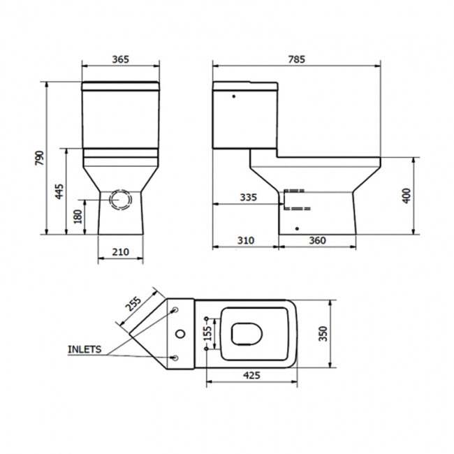 Trim Close Coupled Toilet with Cistern - Soft Close Seat